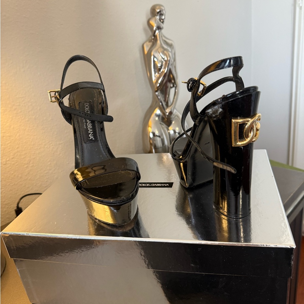 Dolce & Gabbana Black Heels with Gold Accents